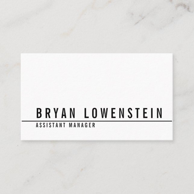 Einfaches weißes schwarzes schickes modernes visitenkarte (Vorderseite)