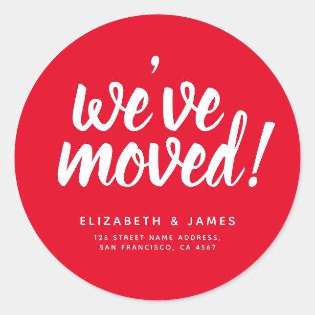 Einfaches, weißes Skript, das wir verschoben haben Runder Aufkleber (Vorderseite)