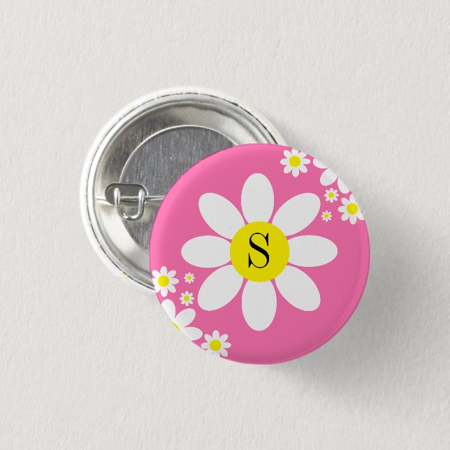 Einfaches weißes und Hot-Pink-Design Button (Vorne & Hinten)