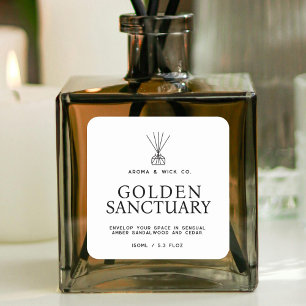 Einfaches, weißes und schwarzes Textzeichen für de Quadratischer Aufkleber