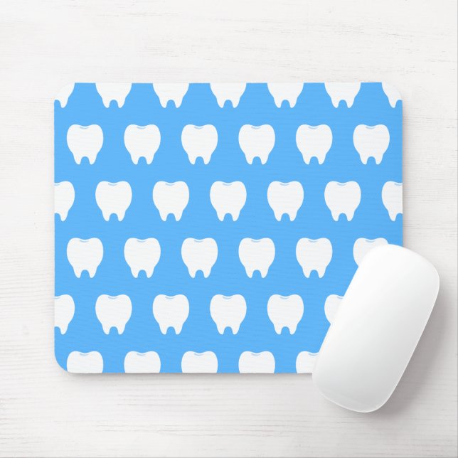 Einfaches weißes Zahn mit hellblauem Muster – Saub Mousepad (Mit Mouse)