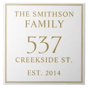 Einfaches White Date etablierte Address House Plaq Fliese