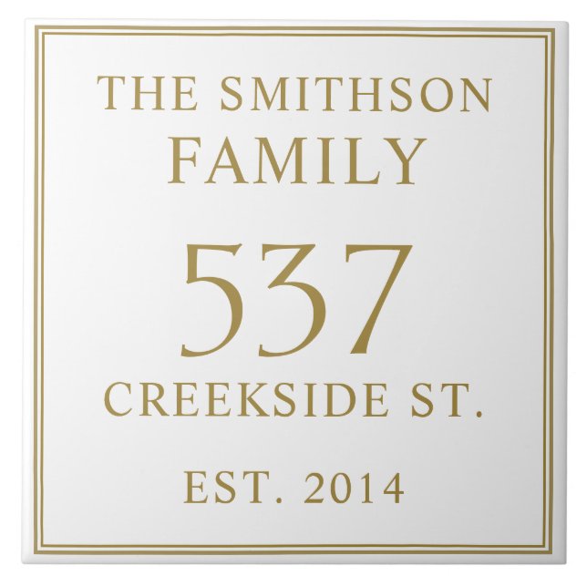 Einfaches White Date etablierte Address House Plaq Fliese (Vorderseite)