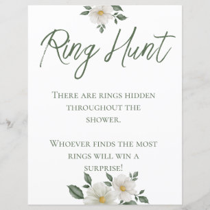 Einfaches White Floral Brautparty Ring Hunt Game