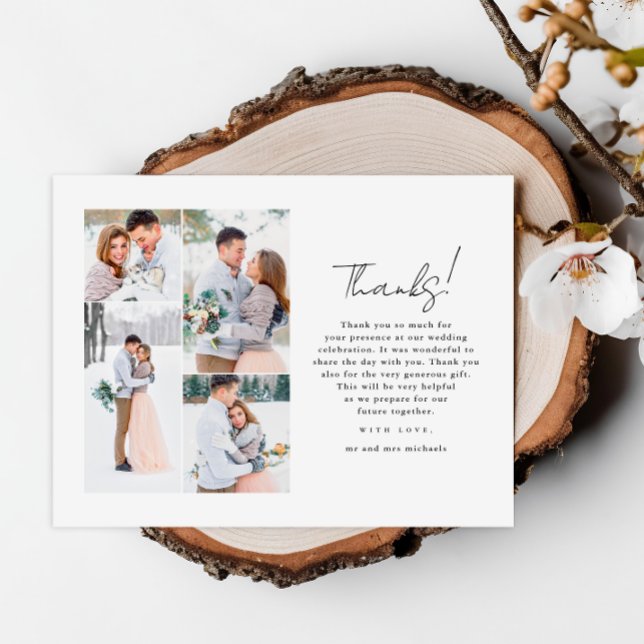 Einfaches White Wedding Foto Vielen Dank Postkarte (Von Creator hochgeladen)