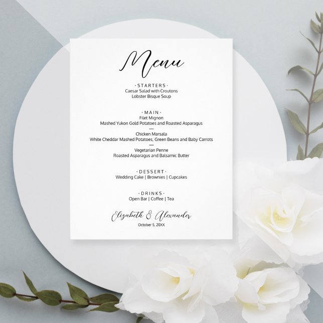 Einfaches White Wedding Menü (Von Creator hochgeladen)
