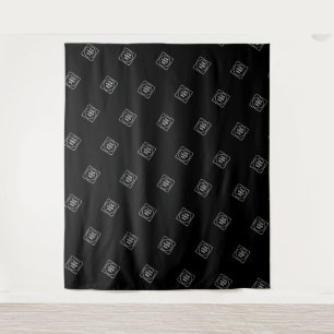 Einfaches wiederholendes Logo-Muster Schwarz Wand  Wandteppich