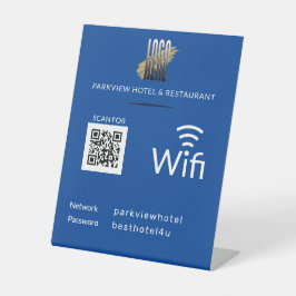 Einfaches WiFi-Netzwerkkennwort QR-Logo Blau Sockelschild