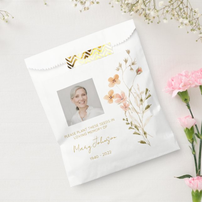 Einfaches Wildblumen-Foto-Trauer-Samen Geschenktütchen (Versiegelt)