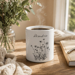 Einfaches Wildblumen-Monogramm Kaffeetasse