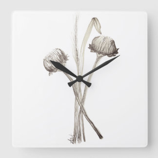 Einfaches Wildblumenfeld-Strauß Quadratische Wanduhr