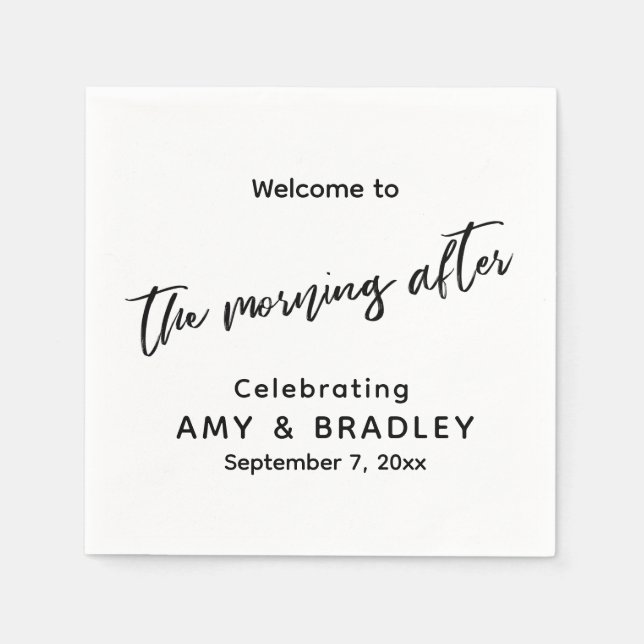 Einfaches Willkommen bei The Morning After Handsch Serviette (Vorderseite)