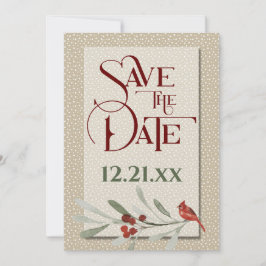 Einfaches Winter mit Kardinal Hochzeit Save The Date