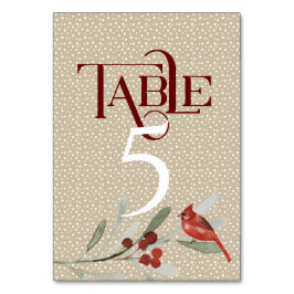 Einfaches Winter mit Kardinal Hochzeitsempfang #5 Tischnummer