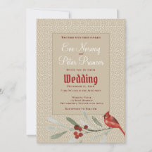 Einfaches Winter mit Kardinal und Grüntönen Hochze