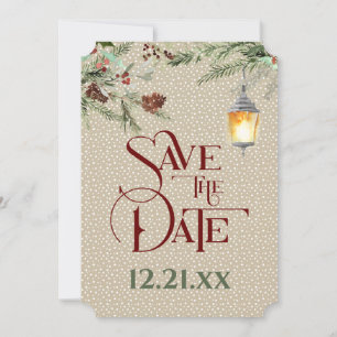 Einfaches Winter mit Laternenhochzeit Save The Date
