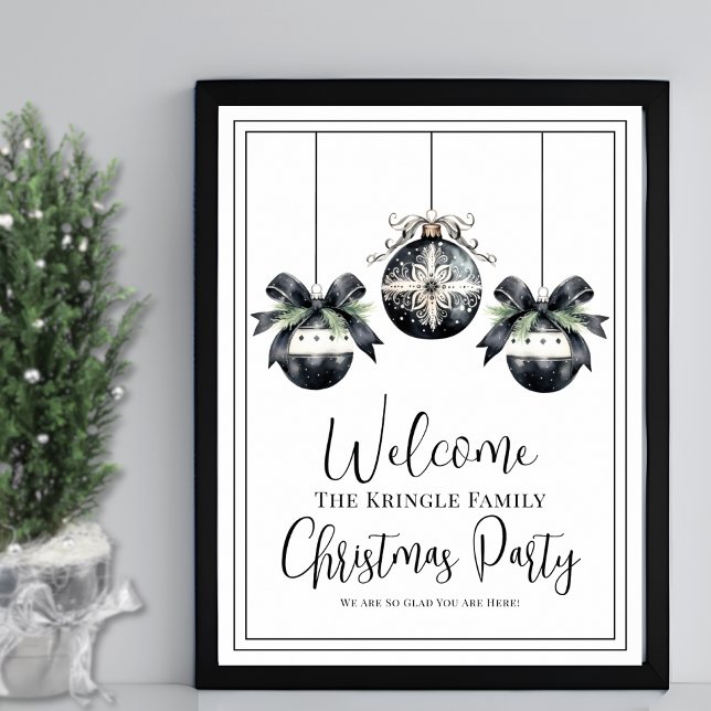 Einfaches Winter Weihnachts-Party Begrüßungszeiche Poster (Simple Winter Christmas Party Welcome Sign)