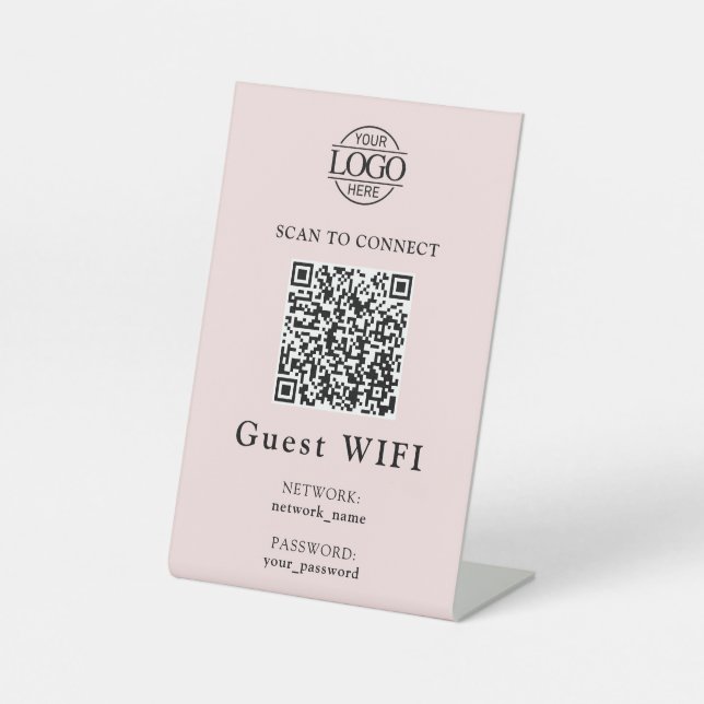 Einfaches WLAN-Passwort & Netzwerk | Geschäft- QR- Sockelschild (Vorderseite)