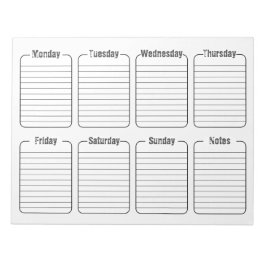 Einfaches Wöchentlicher Planer White Tear Away Kal Notizblock