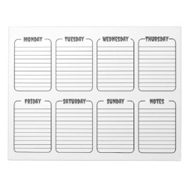 Einfaches Wöchentlicher Planer White Tear Away Kal Notizblock