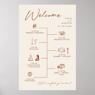 Einfaches Wüsten-Naturweiß-Hochzeits-Zeitplan-Schi Poster