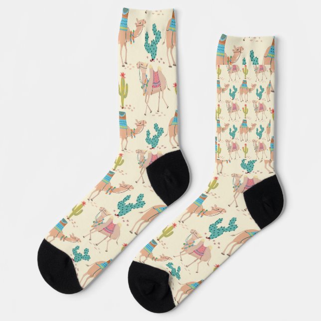 einfaches Wüstenkaktusmuster überall Socken (Linkes Detail)