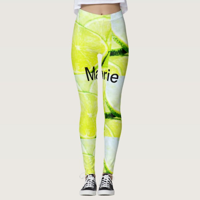Einfaches yellow green lemon add name minimum cust leggings (Vorderseite)