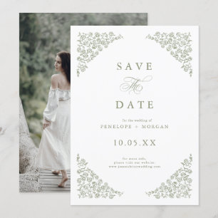 Einfaches zartes, floralloses, zeitloses Foto Save The Date