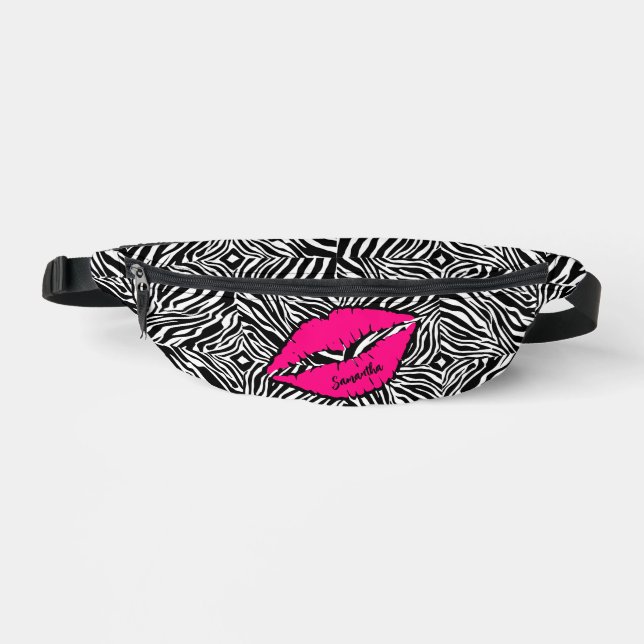 Einfaches Zebra mit rosa Lippen Personalisiert Bauchtasche (Vorderseite)