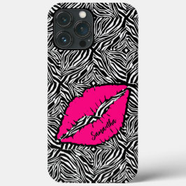 Einfaches Zebra mit rosa Lippen Personalisiert Case-Mate iPhone Hülle