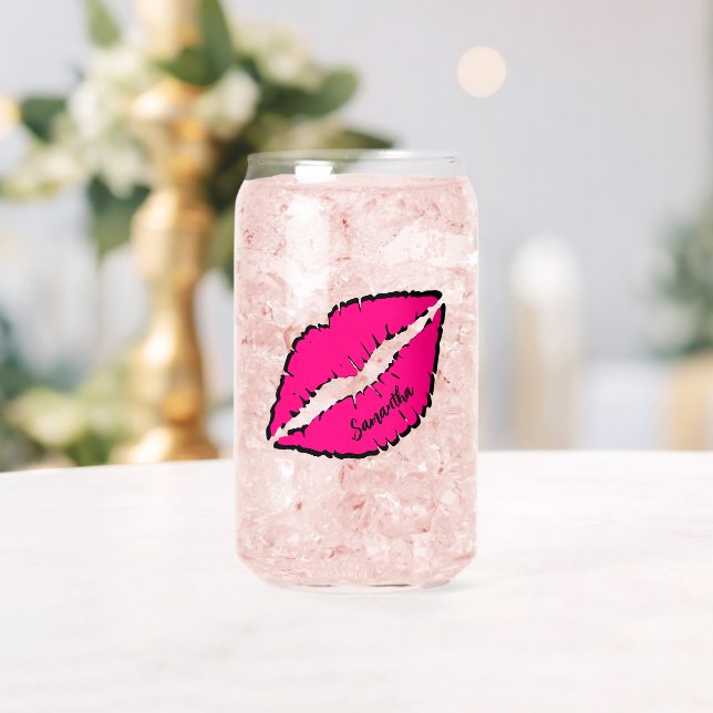Einfaches Zebra mit rosa Lippen Personalisiert Dosenglas (Insitu (Hochzeit))
