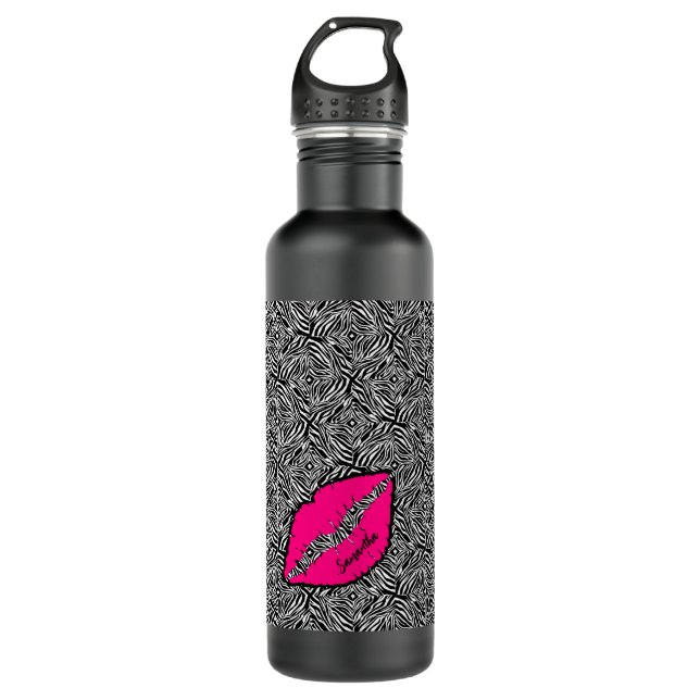 Einfaches Zebra mit rosa Lippen Personalisiert Edelstahlflasche (Vorderseite)