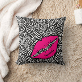 Einfaches Zebra mit rosa Lippen Personalisiert Kissen
