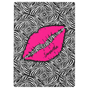 Einfaches Zebra mit rosa Lippen Personalisiert Klemmbrett