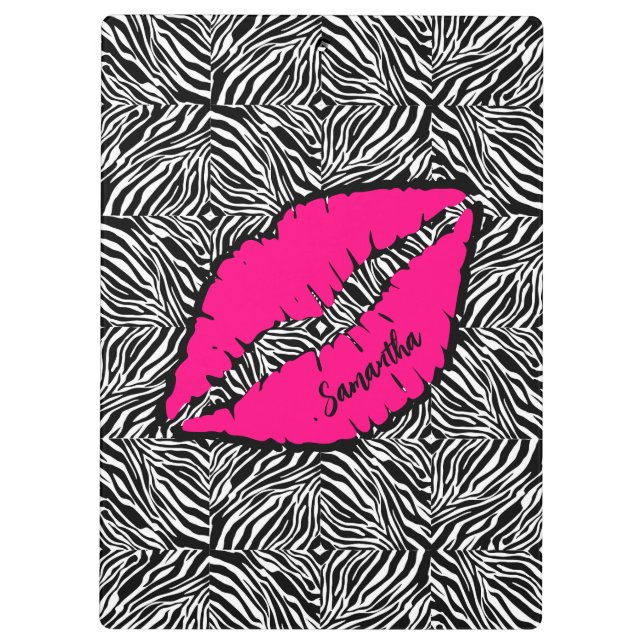 Einfaches Zebra mit rosa Lippen Personalisiert Klemmbrett (Rückseite)