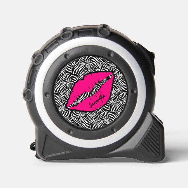 Einfaches Zebra mit rosa Lippen Personalisiert Maßband (Vorderseite)