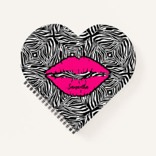 Einfaches Zebra mit rosa Lippen Personalisiert Notizbuch