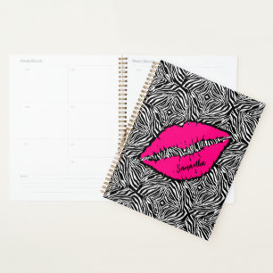 Einfaches Zebra mit rosa Lippen Personalisiert Planer