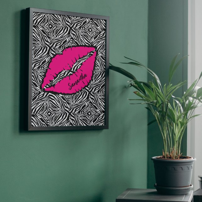 Einfaches Zebra mit rosa Lippen Personalisiert Poster (Von Creator hochgeladen)