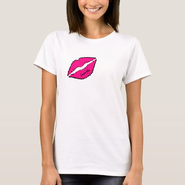 Einfaches Zebra mit rosa Lippen Personalisiert T-Shirt (Vorderseite)