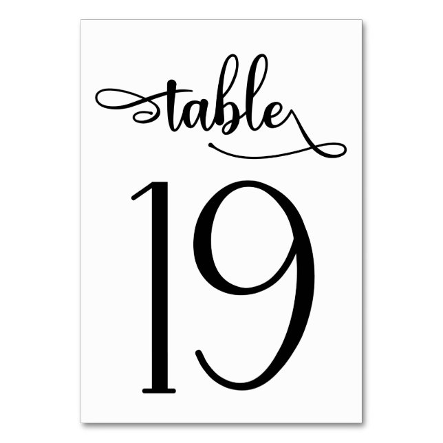 Einfaches Zeichen | 3,5 x 5 Tischnummer | Tabelle  (Rückseite)