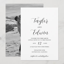 Einfaches zeitgenössisches Foto Moderne Hochzeit Einladung