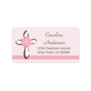 Einfaches zeitgenössisches Kreuz mit rosa Adresse Adressaufkleber