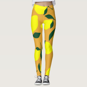 Einfaches Zitronenmuster, orangefarbener Hintergru Leggings