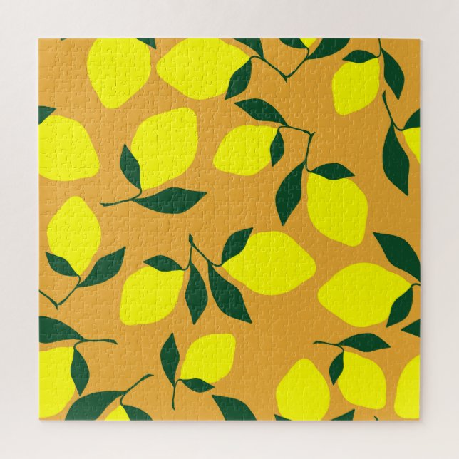 Einfaches Zitronenmuster, orangefarbener Hintergru Puzzle (Vertikal)