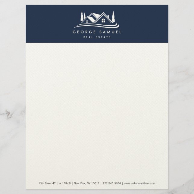Einfaches Zuhause Logo Navy Blue Realtor, Real Anw Briefbogen (Vorderseite)