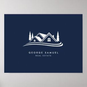 Einfaches Zuhause Logo Navy Blue Realtor, Real Anw Poster