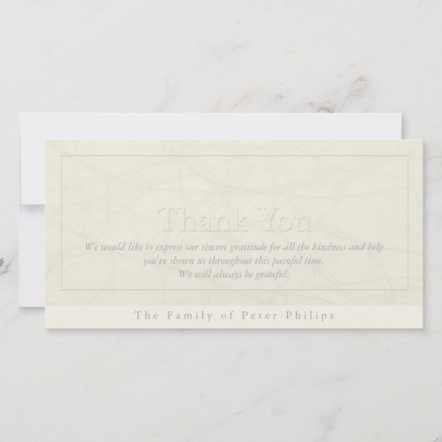 Einfachheit 1 Beileid danken Ihnen Foto-Karte Dankeskarte (Vorderseite)