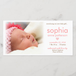 Einfachheit Baby Girl Foto Geburtsankündigung Ankündigung