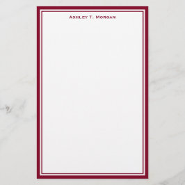 Einfachheit Burgundy White Personalisiert Statione Briefpapier